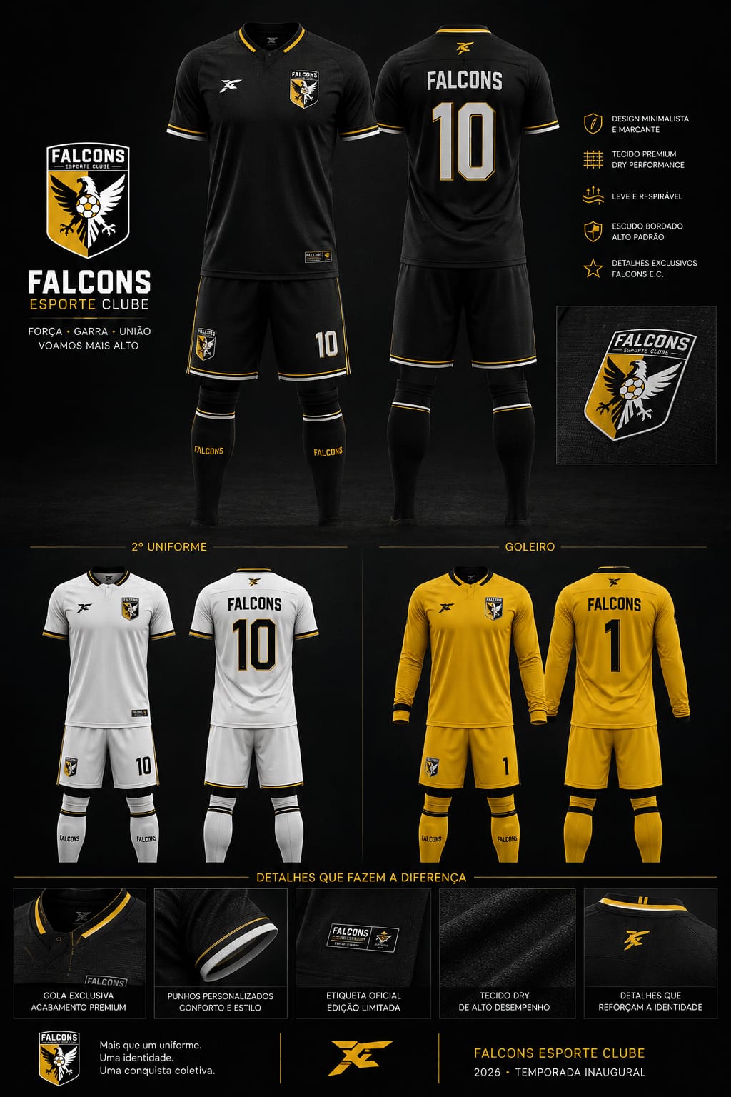 Uniformes oficiais do Falcons Esporte Clube